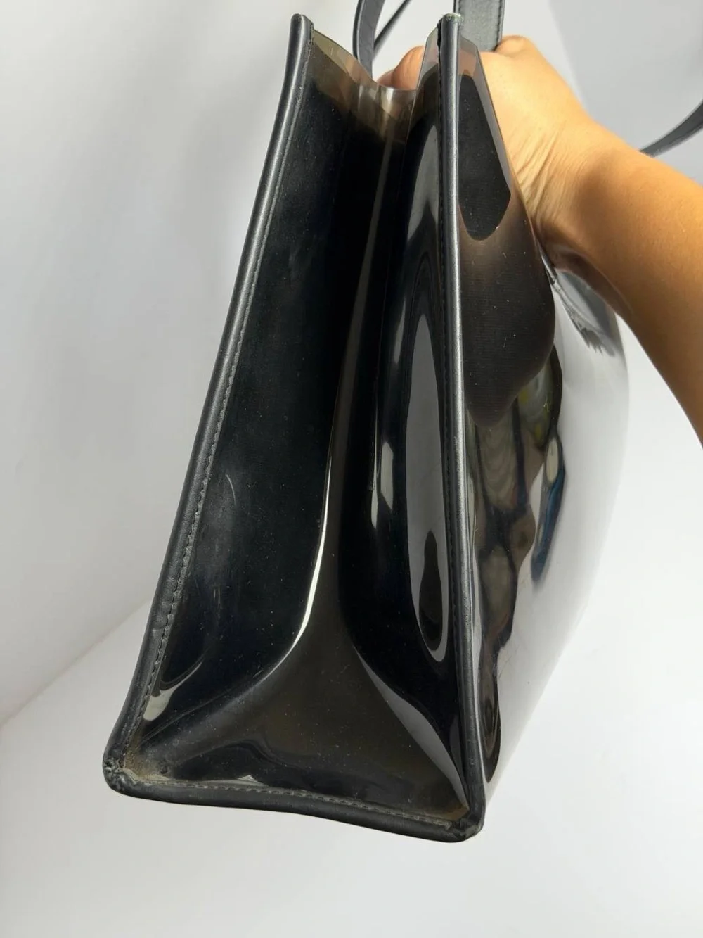Salvatore Ferragamo 2-Way Black PVC and Leather Tote Bag